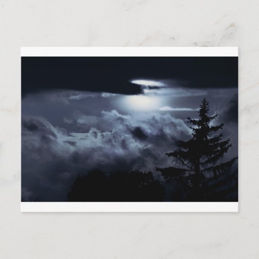 白黒の夕日 ポストカード (正面)