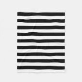 白黒の大きいサイズの横のストライプ フリースブランケット (正面)