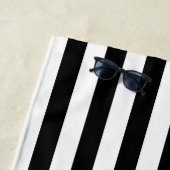 白黒の大きいサイズの縦のストライプ ビーチタオル (インサイチュ)