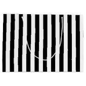 白黒の大きいサイズの縦のストライプ ラージペーパーバッグ (裏面)