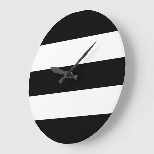 白黒の大きなストライプ ラージ壁時計 (傾斜)