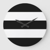 白黒の大きなストライプ ラージ壁時計 (正面)