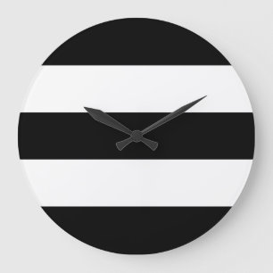 白黒の大きなストライプ ラージ壁時計