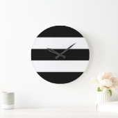 白黒の大きなストライプ ラージ壁時計 (ホーム)