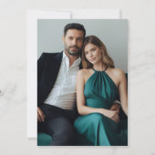 白黒の大きな書道 – 写真結婚の 招待状 (裏面)