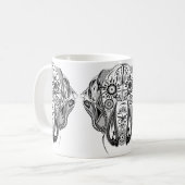白黒の大きな犬 コーヒーマグカップ (正面左)