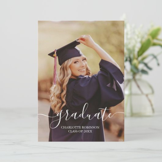 白黒の大学院のスクリプト写真の卒業 招待状 (スタンド正面)