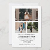 白黒の大学院のスクリプト写真の卒業 招待状 (裏面)