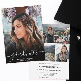 白黒の大学院のスクリプト写真の卒業 招待状