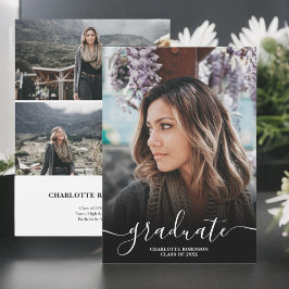 白黒の大学院スクリプト写真の卒業 案内状