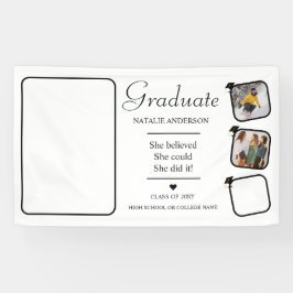 白黒の大学院写真卒業バナー 横断幕