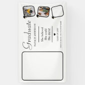 白黒の大学院写真卒業バナー 横断幕 (縦)