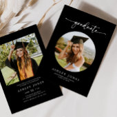 白黒の大学院写真卒業パーティー 招待状