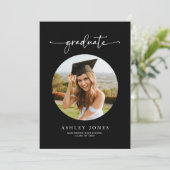 白黒の大学院写真卒業パーティー 招待状 (スタンド正面)