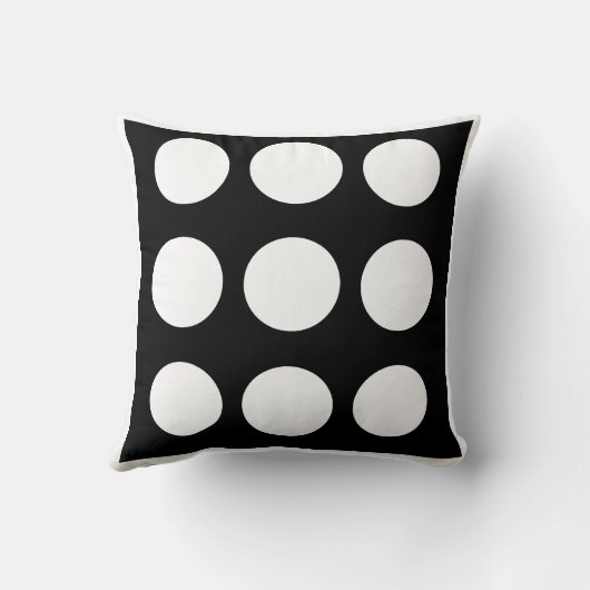 白黒の大水玉模様枕 クッション (裏面)