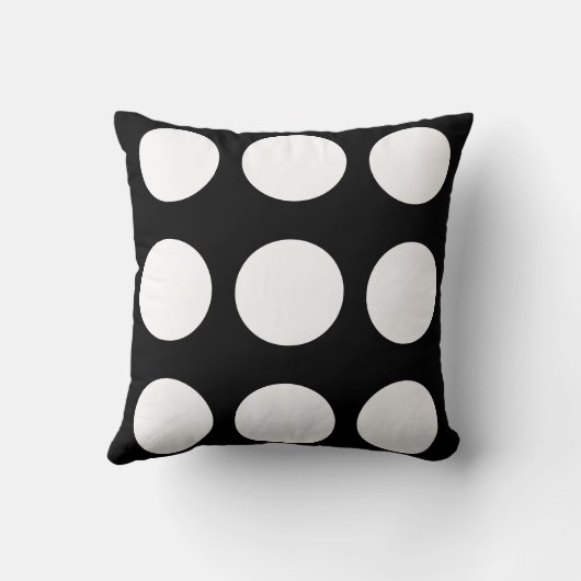 白黒の大水玉模様枕 クッション (裏面)