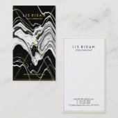 白黒の大理石が付いているモダンな金ゴールドホイルの線画 名刺 (正面/裏面)