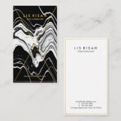 白黒の大理石が付いているモダンな金ゴールドホイルの線画 名刺 (正面/裏面)