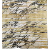 白黒の大理石のシックな金ゴールドブラシストローク シャワーカーテン (正面)