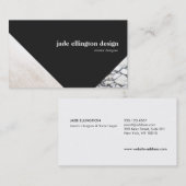 白黒の大理石のジオメトリ抽象芸術 名刺 (正面/裏面)