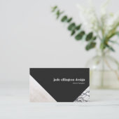 白黒の大理石のジオメトリ抽象芸術 名刺 (スタンド正面)