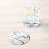 白黒の大理石のテクスチャ ラウンドペーパーコースター (インサイチュ)