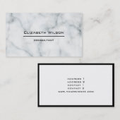 白黒の大理石のプロフェッショナルエレガント平野 名刺 (正面/裏面)