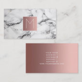 白黒の大理石のモノグラムバラピンク 名刺 (正面/裏面)