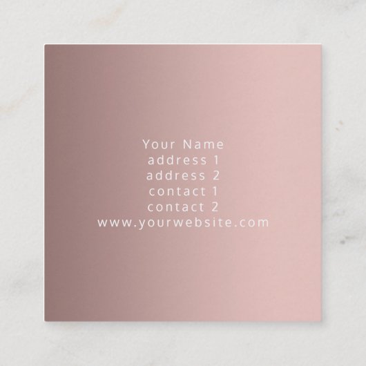 白黒の大理石のモノグラムバラ金ゴールド スクエア名刺 (裏面)