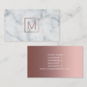 白黒の大理石のモノグラムバラ金ゴールド 名刺 (正面/裏面)