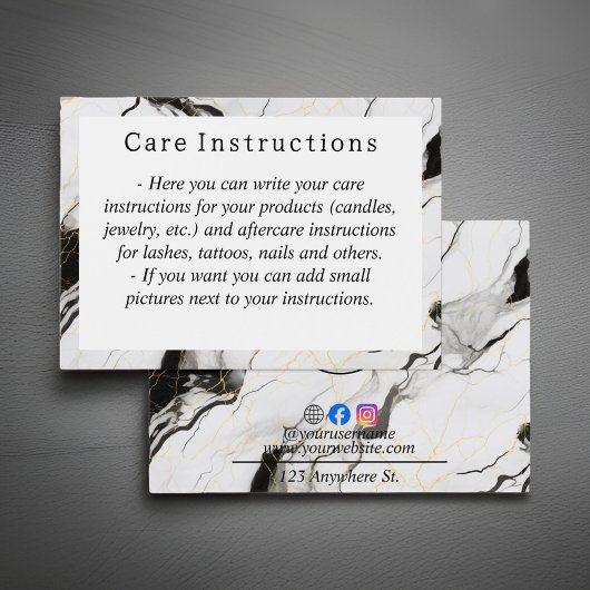 白黒の大理石の指示気にカード