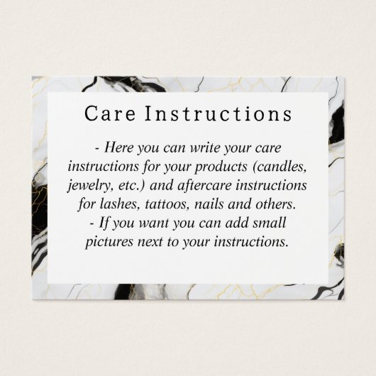 白黒の大理石の指示気にカード (正面)