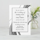 白黒の大理石の流体アート結婚ズ 招待状 (スタンド正面)