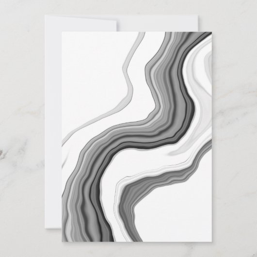 白黒の大理石の流体アート結婚ズ 招待状 (裏面)