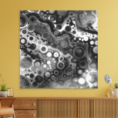 白黒の大理石の流体アート キャンバスプリント (インサイチュ (リビング))