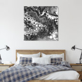 白黒の大理石の流体アート キャンバスプリント (インサイチュ (寝室))