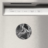 白黒の大理石の流体アート マグネット (インサイチュ (食洗機))