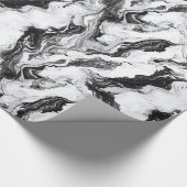 白黒の大理石の渦巻きパターン ラッピングペーパー (角)