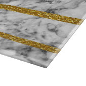 白黒の大理石の金ゴールドのグリッターの効果は縞で飾ります カッティングボード (角)