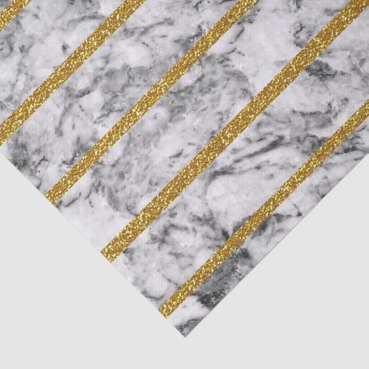 白黒の大理石の金ゴールドのグリッターの効果は縞で飾ります 薄葉紙 (詳細)