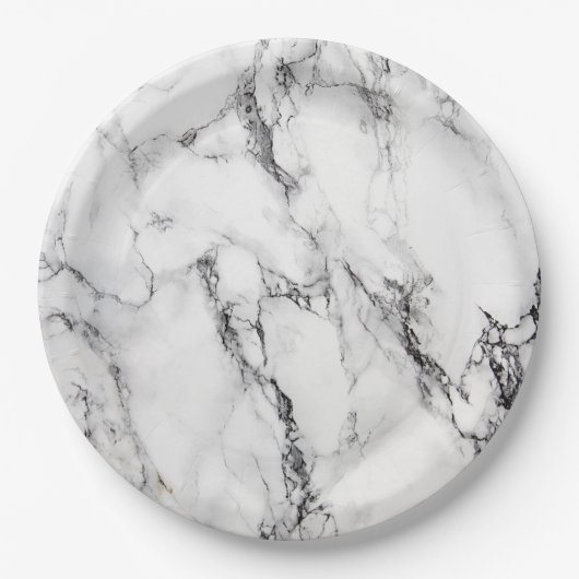 白黒の大理石の顔 ペーパープレート (正面)