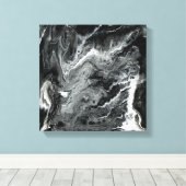 白黒の大理石アクリル絵画ズ キャンバスプリント (インサイチュ (ウッドフロア))