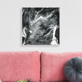 白黒の大理石アクリル絵画ズ キャンバスプリント (インサイチュ (リビング))