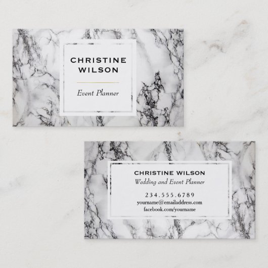 白黒の大理石イベントプランナー 名刺 (正面/裏面)