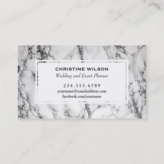 白黒の大理石イベントプランナー 名刺 (裏面)