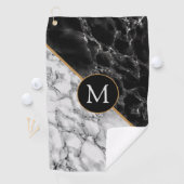 白黒の大理石ゴルフタオルカスタムレター ゴルフタオル (インサイチュ)