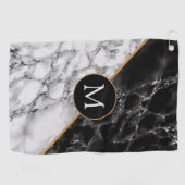 白黒の大理石ゴルフタオルカスタムレター ゴルフタオル (横)