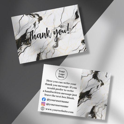 白黒の大理石サンキューカード サンキューカード