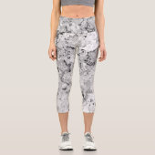 白黒の大理石スワール抽象芸術 カプリレギンス (正面)