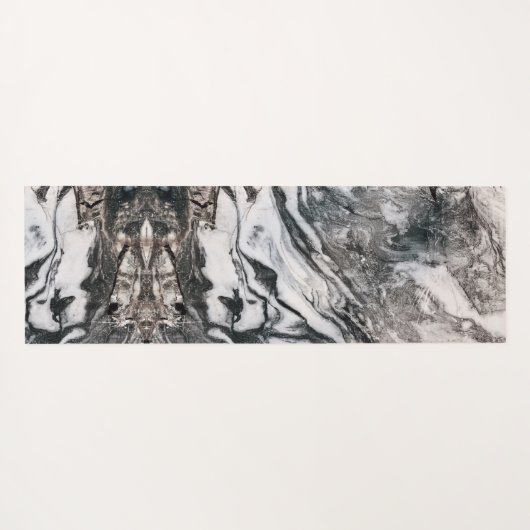 白黒の大理石テクスチャパターン ヨガマット (裏面(横))